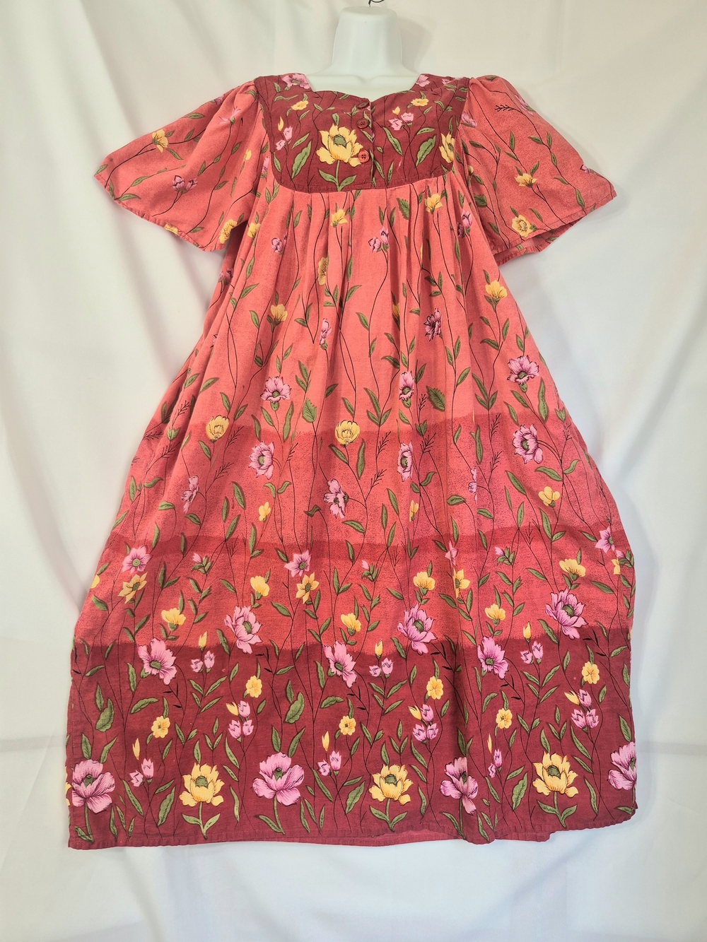Loungees Coral Pink Floral Vintage Maxi Dress SZ M